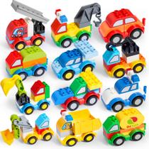 Conjunto de blocos de construção JOYIN 80 unidades de carro infantil com 12 veículos Conjunto de blocos de construção JOYIN 80 unidades de carro infantil com 12 veículos