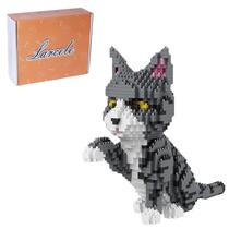 Conjunto de blocos de construção Larcele KLJM-05 Grey and White Cat 1300 unidades