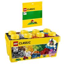 Conjunto de blocos de construção LEGO Classic 10696 e 10700 com placa de base verde