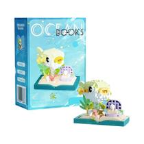 Conjunto De Blocos De Construção Micro Série Oceano Baleias Azuis Orcas Peixe Lanterna Mini