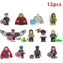 Conjunto de blocos de construção, minifiguras montadas pela Marvel, 12 unidades