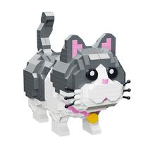 Conjunto de blocos de construção Pet Cute Grey Cat 673 unidades para meninos e meninas Conjunto de blocos de construção Pet Cute Grey Cat 673 unidades para meninos e meninas