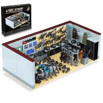 Conjunto de blocos de construção Toy Army Military Base com 6 policiais 6+ Conjunto de blocos de construção Toy Army Military Base com 6 policiais 6+