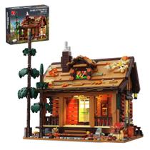 Conjunto de blocos de construção TYCOLE Wood Cabin com luzes LED 1969 unidades Conjunto de blocos de construção TYCOLE Wood Cabin com luzes LED 1969 unidades