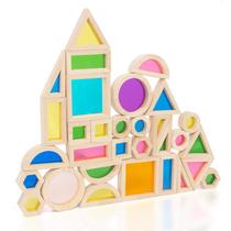 Conjunto de blocos de construção WOODENFUN Rainbow Stacker 32 unidades para crianças Conjunto de blocos de construção WOODENFUN Rainbow Stacker 32 unidades para crianças