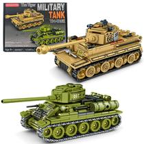 Conjunto de blocos de construção WW2 Tank German Tiger e Soviet T-34