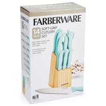 Conjunto de blocos de facas Churrasco Cozinha de 14 peças Farberware com alças macias, conjunto de facas de cozinha afiadas Tramonthina