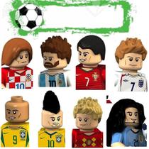 Conjunto de blocos de figuras de futebol Messi Ronaldo Neymar De Bruyne