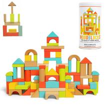 Conjunto de Blocos de Madeira MOD Complete 100 Peças em Tons Pastel