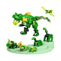 Conjunto De Blocos De Montar 6 Em 1: Dinossauro, Polícia, Caminhão De Bombeiros, Tanque E