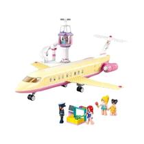 Conjunto De Blocos De Montar Avião Rosa Sonho De Férias Para Meninas 384 Peças Sluban Aviação Cidade