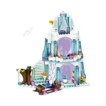 Conjunto De Blocos De Montar Castelo De Gelo Da Elsa E Anna, Modelo De Brinquedo Da Princesa Disney,