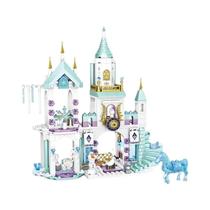 Conjunto De Blocos De Montar Castelo De Gelo Da Elsa E Anna, Modelo De Brinquedo Da Princesa Disney,