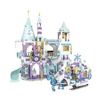Conjunto De Blocos De Montar Castelo De Gelo Princesa Para Meninas, Brinquedo De Inverno Com Figuras
