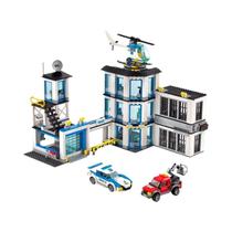 Conjunto De Blocos De Montar Da Estação De Polícia Da Cidade Para Meninos, Helicóptero, Carro, SWAT,