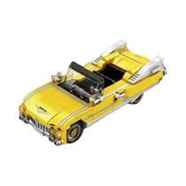 Conjunto De Blocos De Montar De Carro Conversível Vintage Amarelo Com Suporte De Exibição, Decoração Conjunto De Blocos De Montar De Carro Conversível Vintage Amarelo Com Suporte De Exibição, Decoração