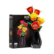 Conjunto De Blocos De Montar DIY 3D Para Meninas, Modelo De Flores, Rosa E Tulipas, Brinquedos De