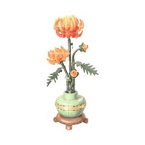 Conjunto De Blocos De Montar DIY Flor De Ameixa Bambu Crisântemo Orquídea Decoração Para Casa