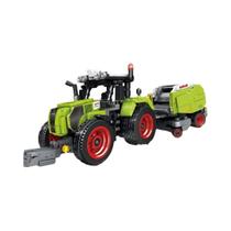 Conjunto De Blocos De Montar Educacionais Infantis: Locomotiva De Colheita, Trator De Cinco Arados,