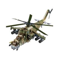 Conjunto De Blocos De Montar Helicóptero De Transporte Armado MI-24S Da Força Aérea Para Meninos,