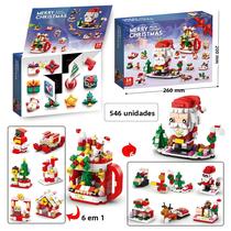 Conjunto De Blocos De Montar HUIQIBAO 6 Em 1: Casa De Neve, Árvore De Natal E Papai Noel Com Rena -