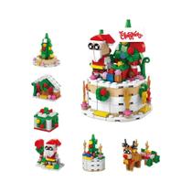 Conjunto De Blocos De Montar HUIQIBAO 6 Em 1: Casa De Neve, Árvore De Natal, Papai Noel E Rena -