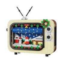 Conjunto De Blocos De Montar Micro TV Com Cenário Nevado, Pequenas Peças, Presentes De Natal Para Conjunto De Blocos De Montar Micro TV Com Cenário Nevado, Pequenas Peças, Presentes De Natal Para