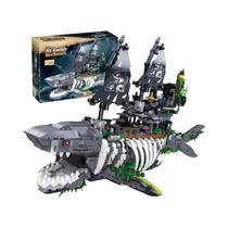 Conjunto De Blocos De Montar Navio Pirata Tubarão Adulto 1155 Peças, Modelo Criativo De Navio Conjunto De Blocos De Montar Navio Pirata Tubarão Adulto 1155 Peças, Modelo Criativo De Navio