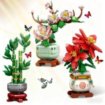 Conjunto de Blocos de Montar USVillGO Bonsai Flores 1576 Peças