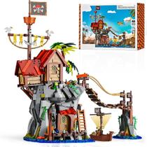 Conjunto de Blocos de Montar Wyiauy Viking Pirata no Penhasco Conjunto de Blocos de Montar Wyiauy Viking Pirata no Penhasco