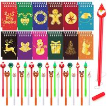 Conjunto de blocos de notas de Natal Jetec 48 unidades com canetas de gel para desenhos animados