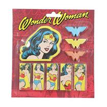 Conjunto de Blocos de Notas e Adesivos Mulher Maravilha DC Comics - Vermelho