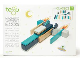 Conjunto de blocos magnéticos de madeira Tegu Blues 24 peças de 1 a 99 anos