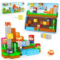 Conjunto de Blocos Magnéticos Mini Minecftoy para Viagem Infantil 40 peças