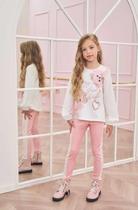 Conjunto de Blusa Alongada em Cotton e Calça Legging em Fly Tech Infantil Menina Infanti