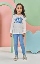 Conjunto de Blusa Alongada em Cotton e Calça Legging em Fly Tech Infantil Menina Kukiê