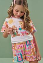 Conjunto de Blusa Boxy e Shorts em Malha Fresh Animais Kukiê Conjunto de Blusa Boxy e Shorts em Malha Fresh Animais Kukiê