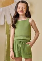 Conjunto de Blusa Cropped e Shorts Menina Infanti Conjunto de Blusa Cropped e Shorts Menina Infanti