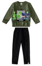 Conjunto de Blusa e Calça Moletom - PJ Masks - Verde e Preto - Malwee