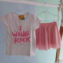 Conjunto de blusa e saia short 4 anos rosa d viller