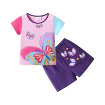 Conjunto De Blusa E Shorts De Retalhos Para Meninas, Verão, DXTON Butterfly, Roupa Escolar Para