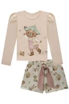 Conjunto de Blusa em Cotton com Shorts em Moletom Linho sem Pelúcia 80075 Infanti Infantil Menina Conjunto de Blusa em Cotton com Shorts em Moletom Linho sem Pelúcia 80075 Infanti Infantil Menina