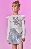 Conjunto de blusa em cotton e short saia em jacquard infanti