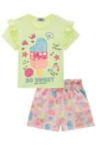 Conjunto de Blusa em Meia Malha e Shorts em Molecotton Behind - Kukiê