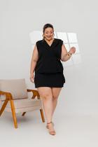 Conjunto De Blusa Transpassada e Saia Feminina Plus Size Alfaiataira - Conjunto De Blusa Transpassada e Saia Feminina Plus Size Alfaiataira -