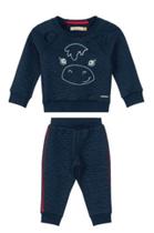 Conjunto De Blusão e Calça Com Recortes- Azul Marinho & Vermelho G Conjunto De Blusão e Calça Com Recortes- Azul Marinho & Vermelho G