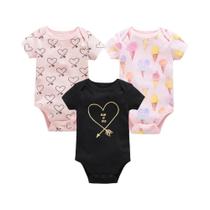 Conjunto De Bodies De Algodão Para Bebês Meninas De Verão, 3 Peças, Roupas Para Recém-Nascidas,