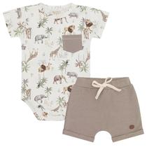 Conjunto de body e shorts algodão de fio egipicio fazendinha Conjunto de body e shorts algodão de fio egipicio fazendinha