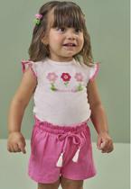 Conjunto de Body e Shorts em Malha Wave Alecrim Menina Kukiê