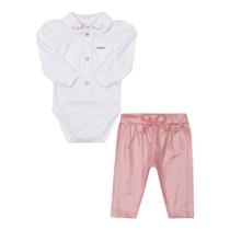 Conjunto de Body em Plush e Calça Cirrê Paraíso